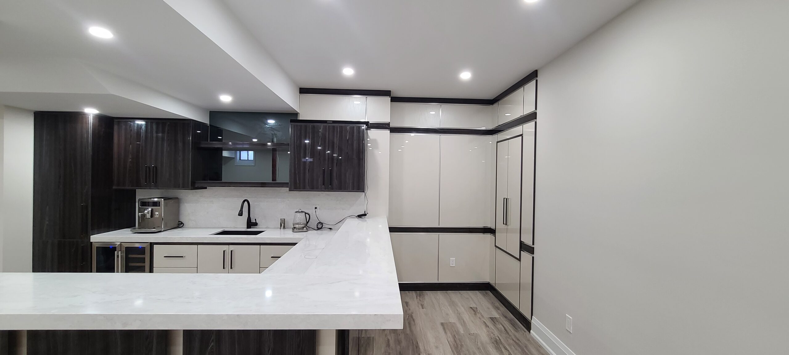 Basement Bar/Kitchen With LED lighting