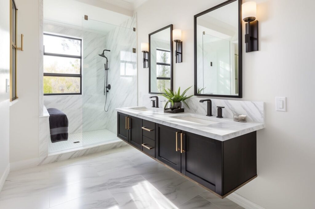 bathroom renovation with double sink vanity