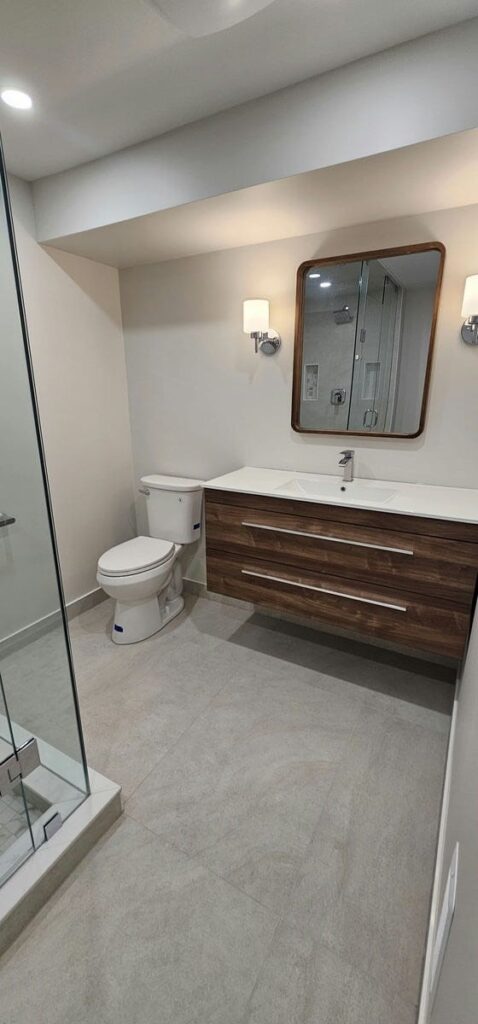 Aurora Basement Renovation Custom Washroom