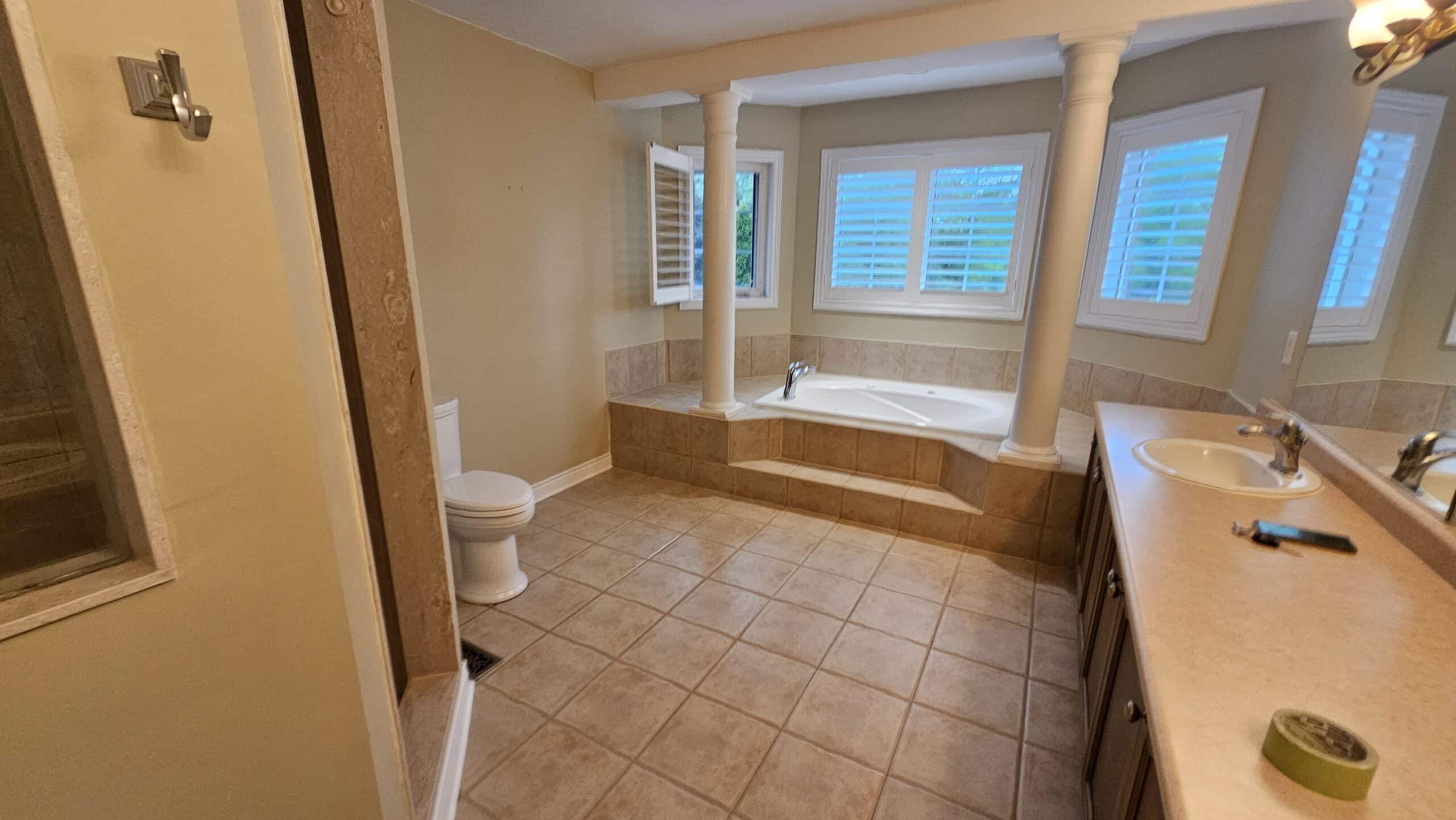 View of the entire bathroom before Yorkland Homes renovated it and brought a new life to it