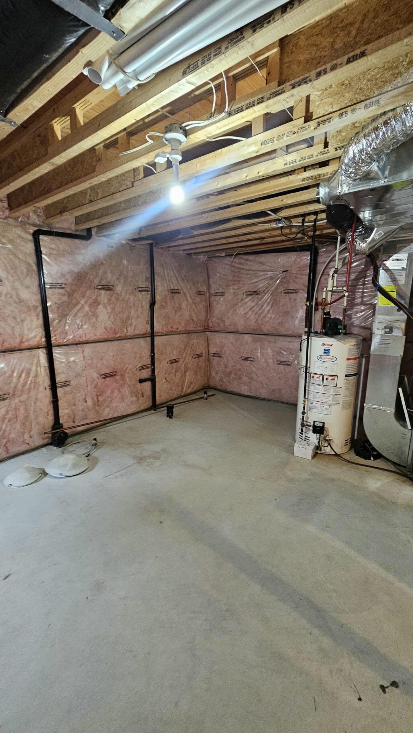 A zoomed out view of the future basement bathroom location