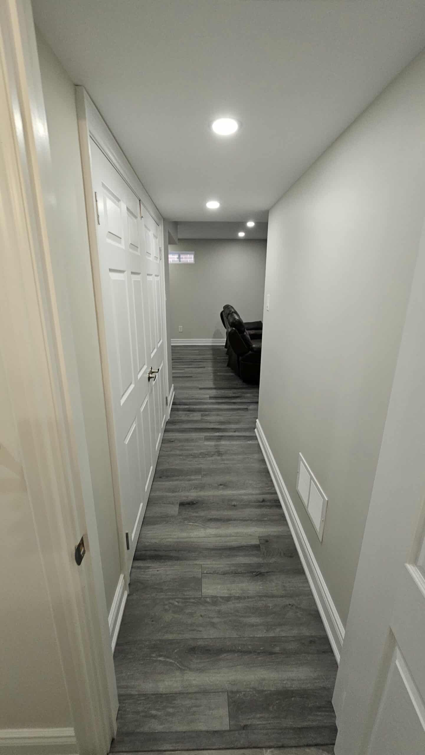 view of the hallway from the bathroom