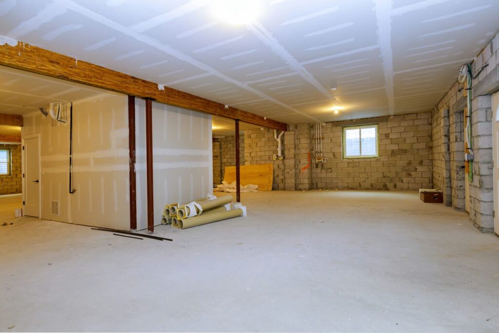 unfinished basement wall interior