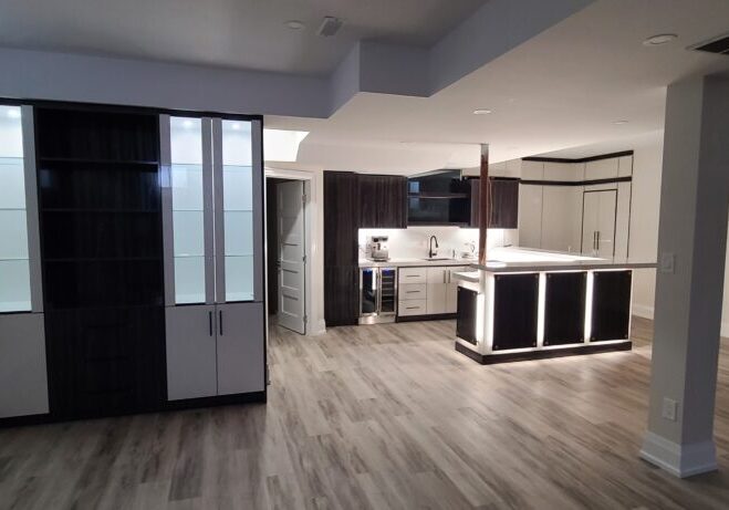 Basement Bar/Kitchen With LED lighting