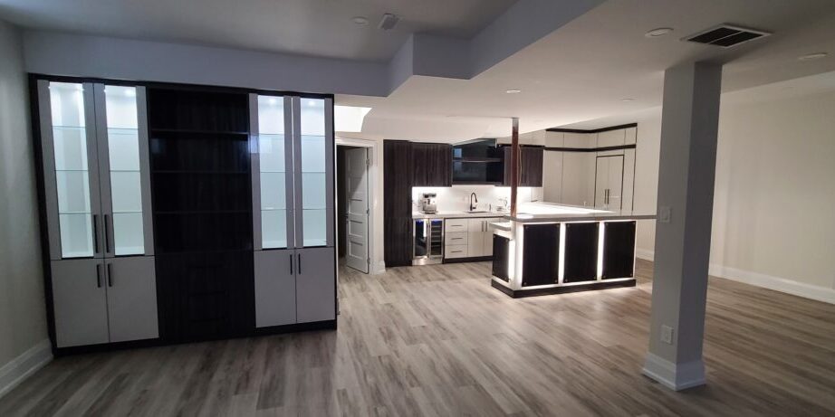 Basement Bar/Kitchen With LED lighting