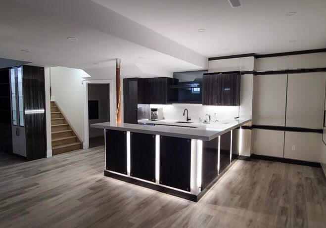 Basement Bar/Kitchen With LED lighting