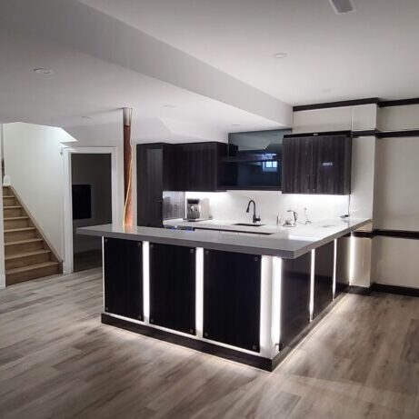 Basement Bar/Kitchen With LED lighting