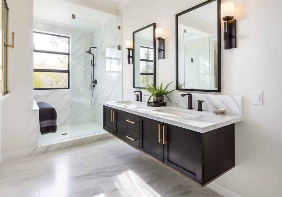 bathroom renovation with double sink vanity