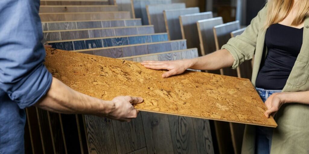 couple deciding to choose cork flooring for their home renovation