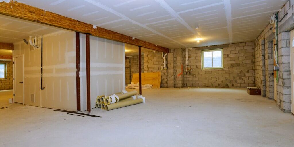 unfinished basement wall interior